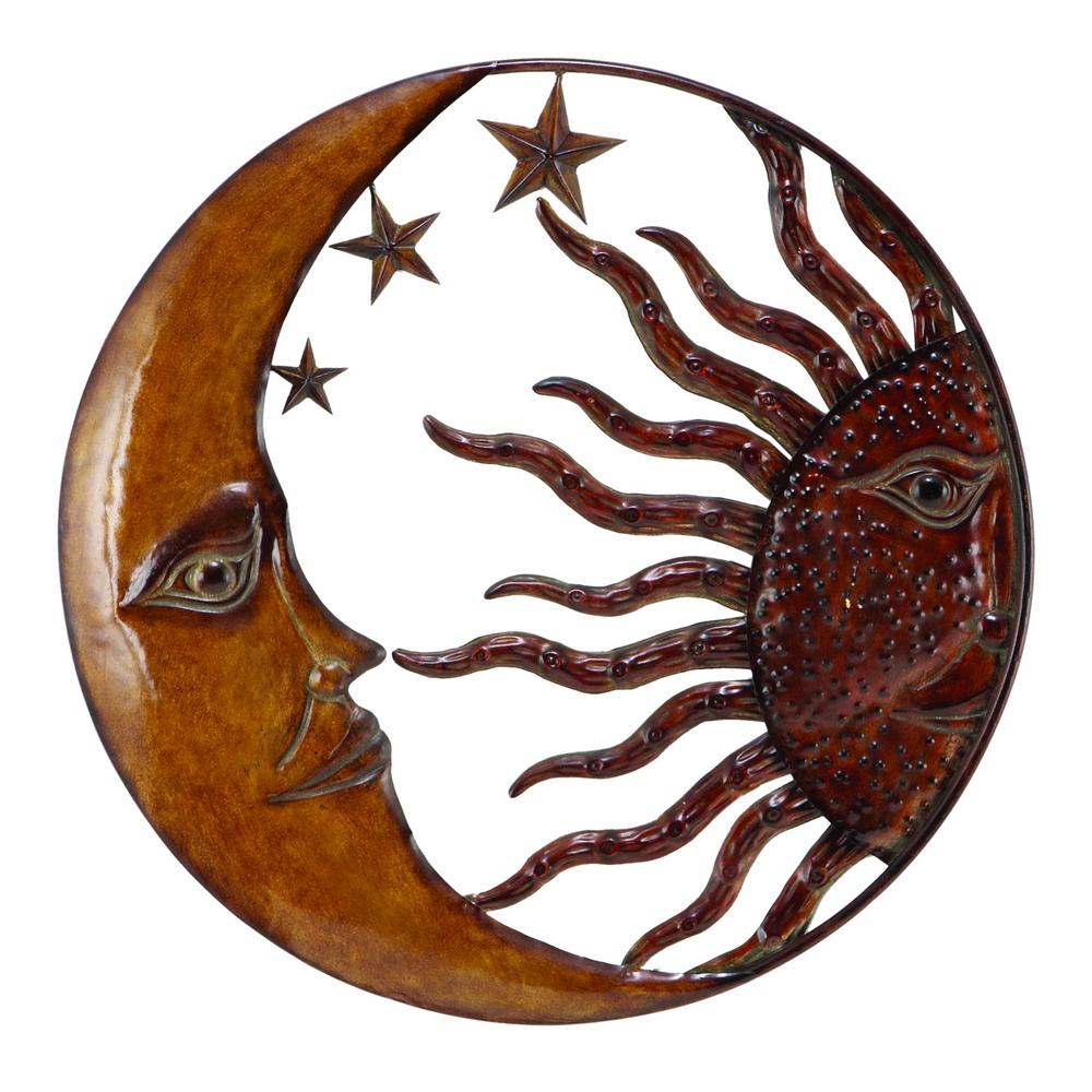 Benzara Celestial Metal Sun Moon Wall Decor Bm05395 The Home Depot Celestial Metal Sun Moon Wall Decor