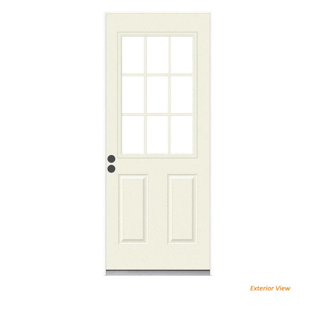 JELD-WEN 36 in. x 80 in. Primed Right-Hand Inswing 9-Lite Clear ...