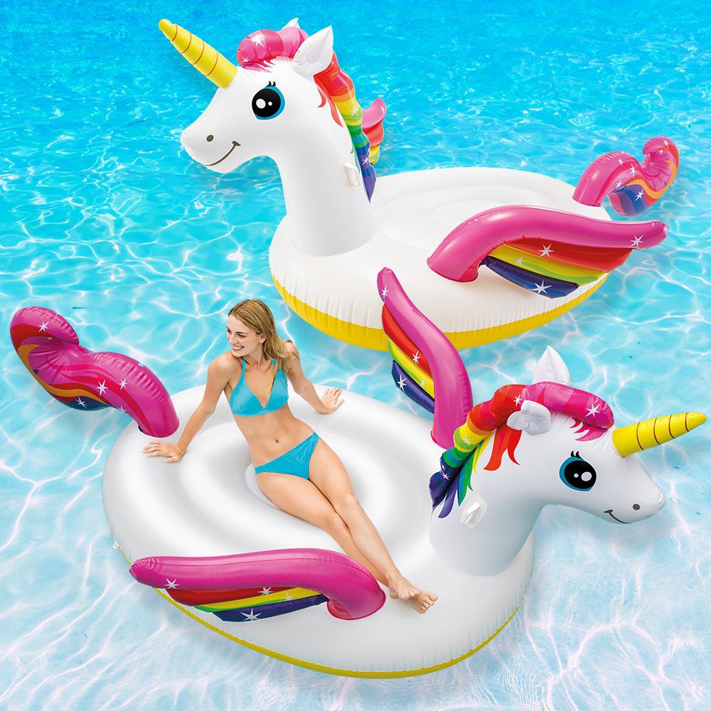 2 Pack Intex Giant Inflatable Magical Mega Unicorn Island Ride On Pool Float 