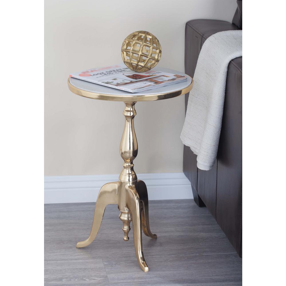 Litton Lane Classic Round White Marble Accent Table 68998 The Home Litton Lane Classic Round White Marble Accent Table 68998 The Home Depot