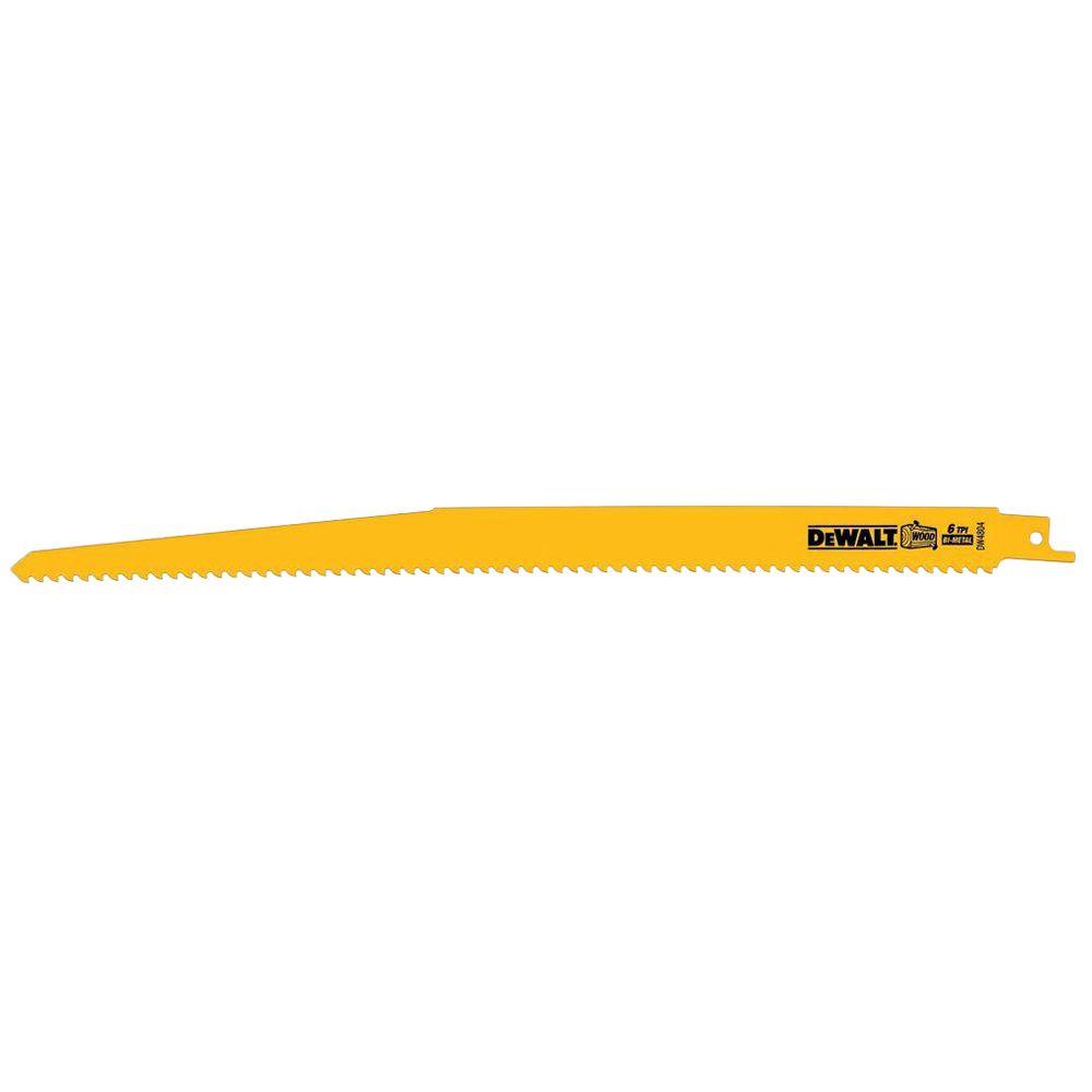 DEWALT 12 In. 6 Teeth Per In. Taper Back Bi-Metal Reciprocating Saw ...