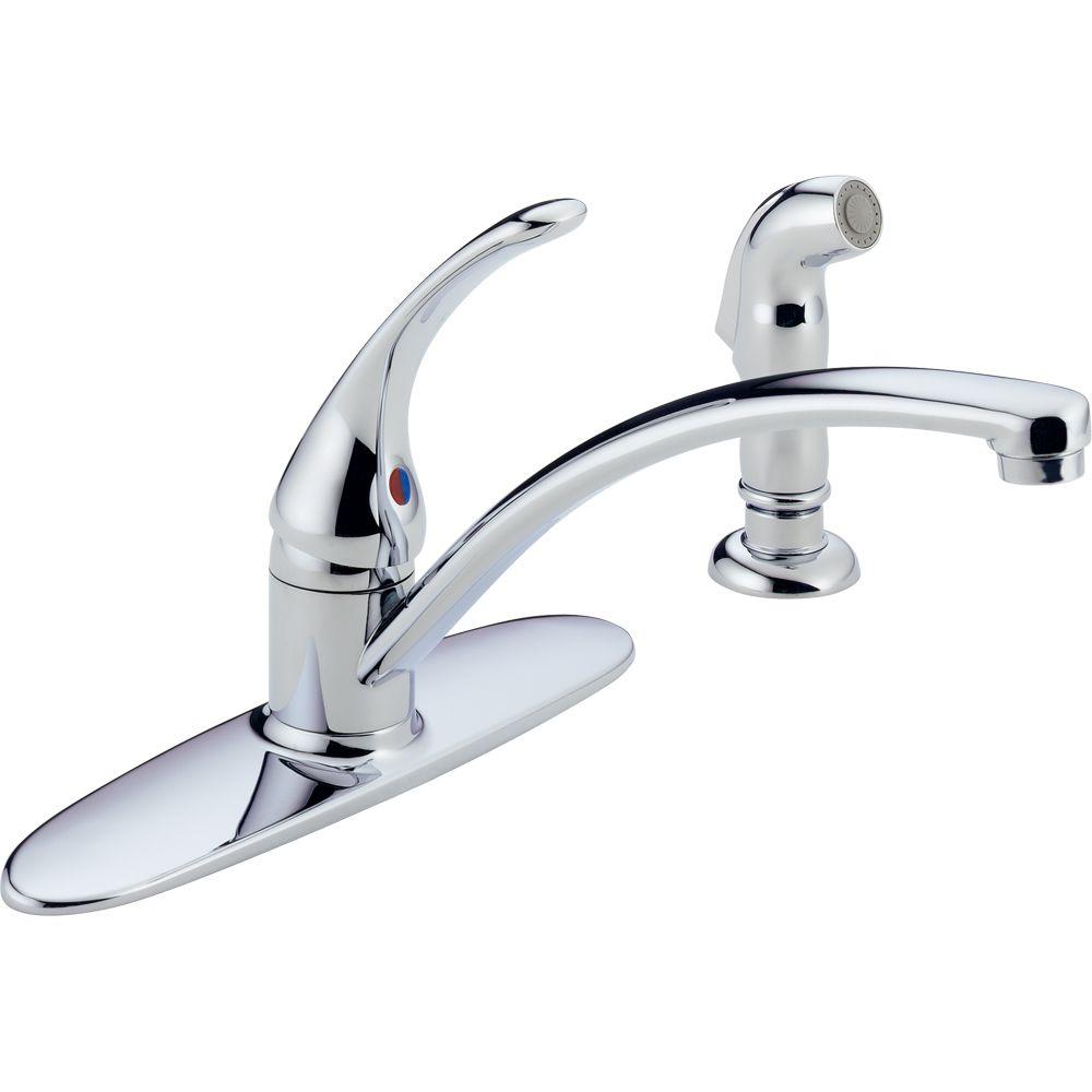Delta Foundations Single Handle Standard Kitchen Faucet In Chrome B1310lf The Home Depot