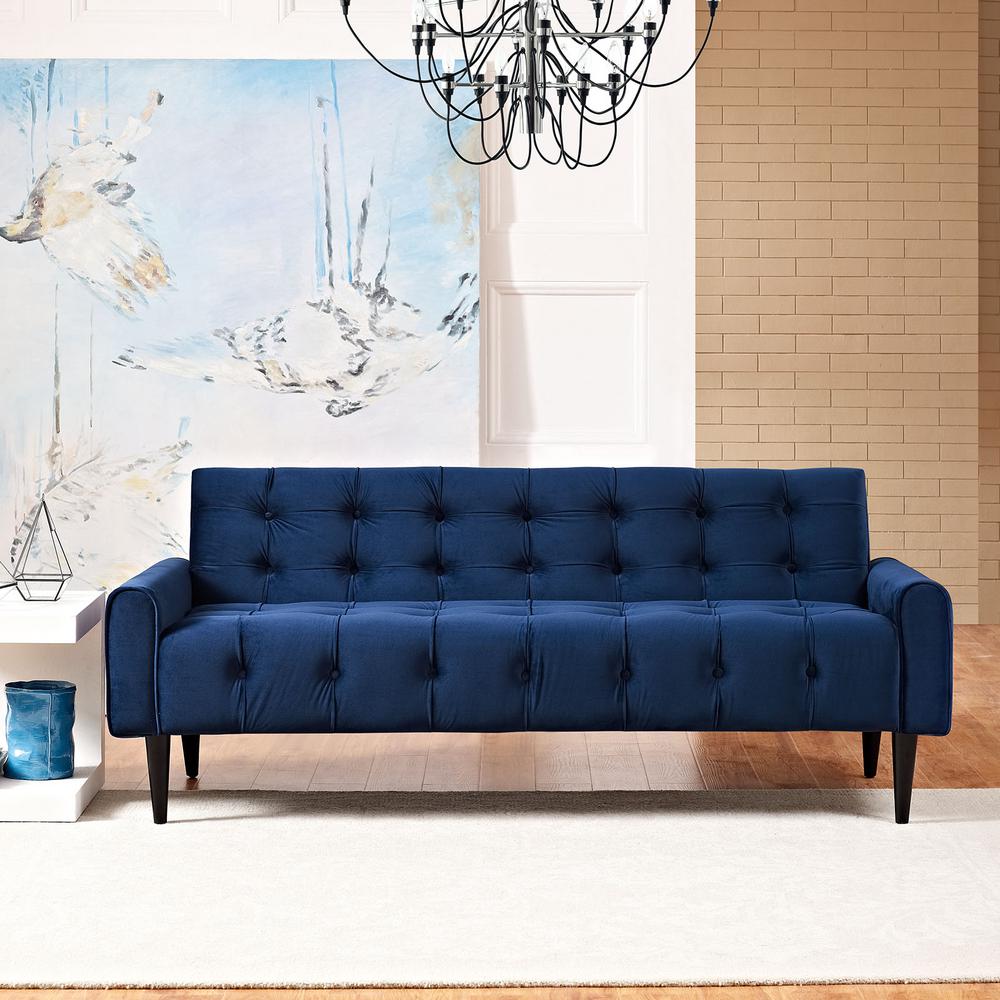 Modway Delve Navy Velvet Sofa Eei 2456 Nav The Home Depot Modway Delve Navy Velvet Sofa