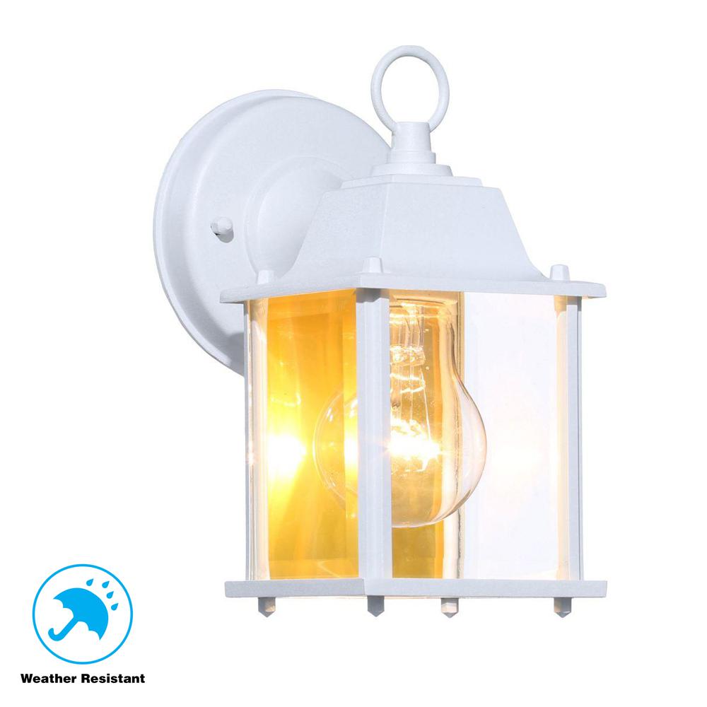 Hampton Bay 1-Light White Outdoor Wall Lantern