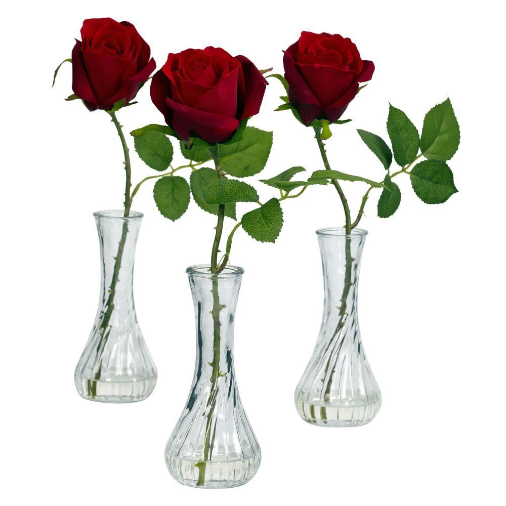 12 In H Red Rose With Bud Vase Set Of 3 1269 S3 The Home Depot H Red Rose With Bud Vase Set Of 3
