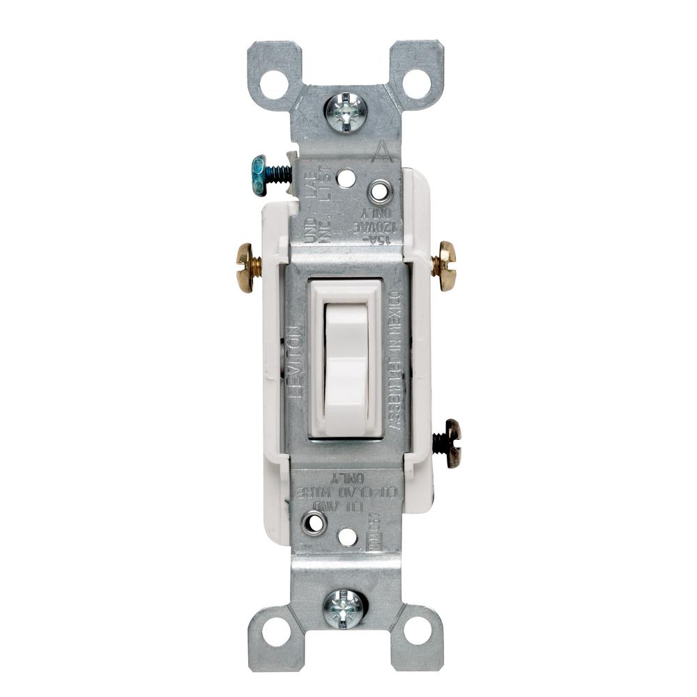 Leviton 15 Amp 3-Way Toggle Switch, White-R62-01453-02W - The Home Depot