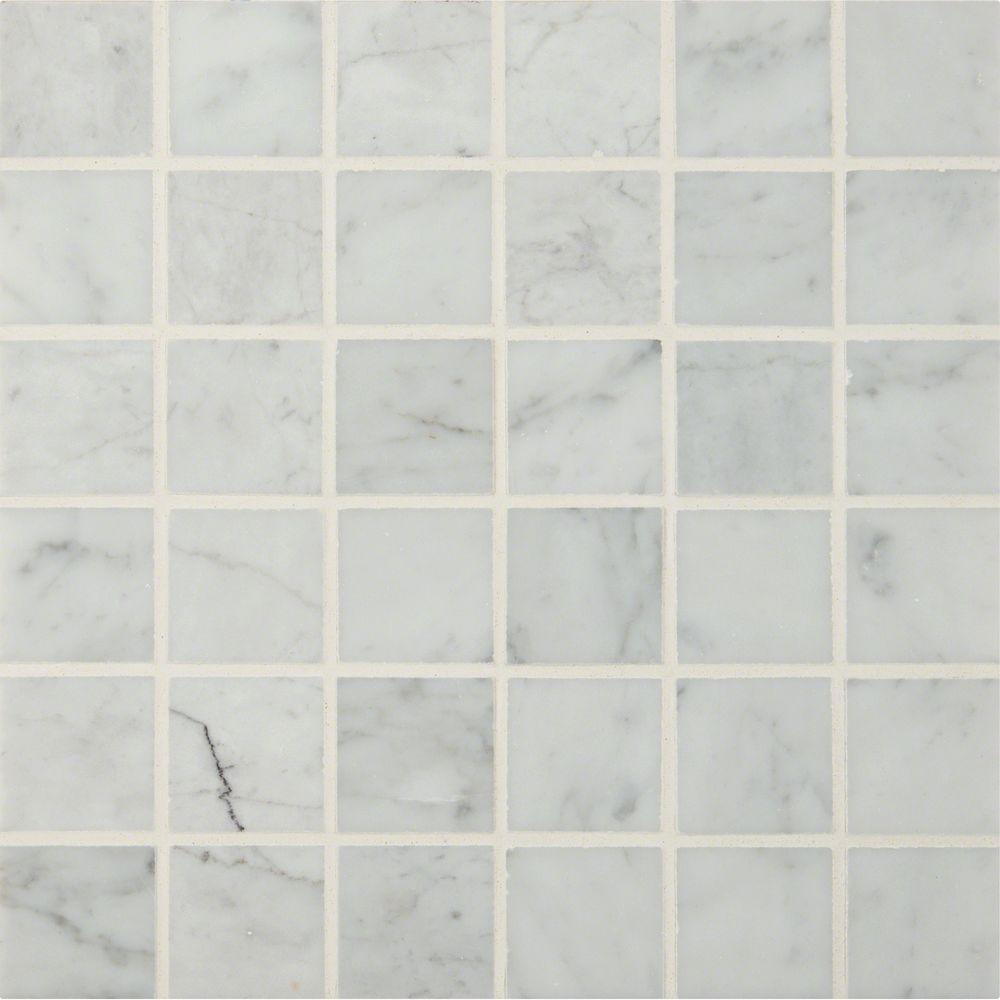 Msi Carrara White 12 In X 10mm Polished Marble Mesh Msi Carrara White 12 In X 10mm Polished Marble Mesh