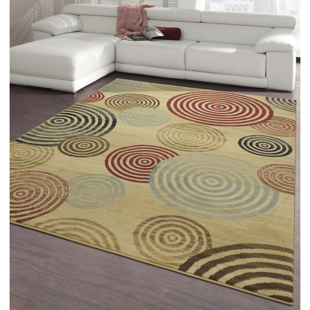 Elegant Collection Abstract Spiral Circles Contemporary Modern Multi 5 Ft X 7 Indoor Area Rug