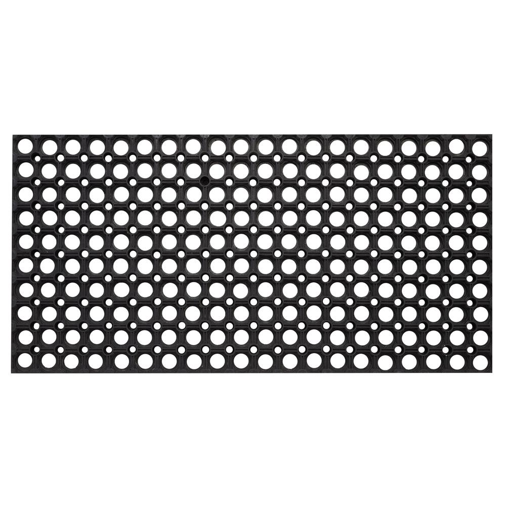 Black With Gray Speck 24 In X Finished Side Recycled Rubber Hollow Design Black 59 In X 39 Rubber Outdoor Indoor Floor