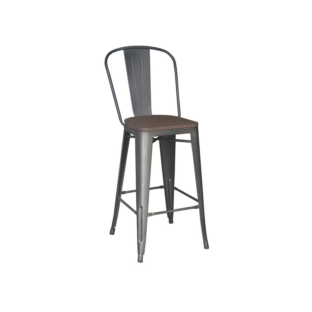 StyleWell 29 in. Matte Gunmetal Backed Bar Stool (Set of 2), Brown/Mate Gunmetal was $139.0 now $83.4 (40.0% off)