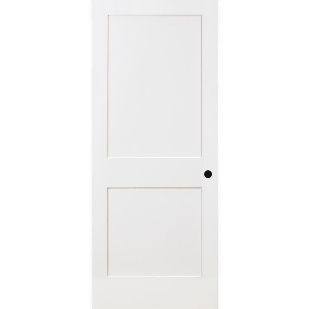 Steves Sons 36 In X 80 In 2 Panel Square Shaker White Primed Solid Core Wood Interior Door Slab With Bore