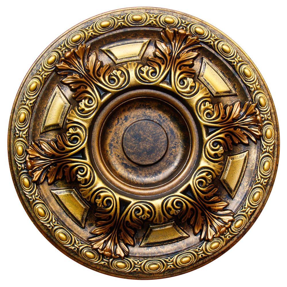 Fine Art Deco Golden Cup Bronze Gold 23 5 8 In Polyurethane Hand Painted Ceiling Medallion