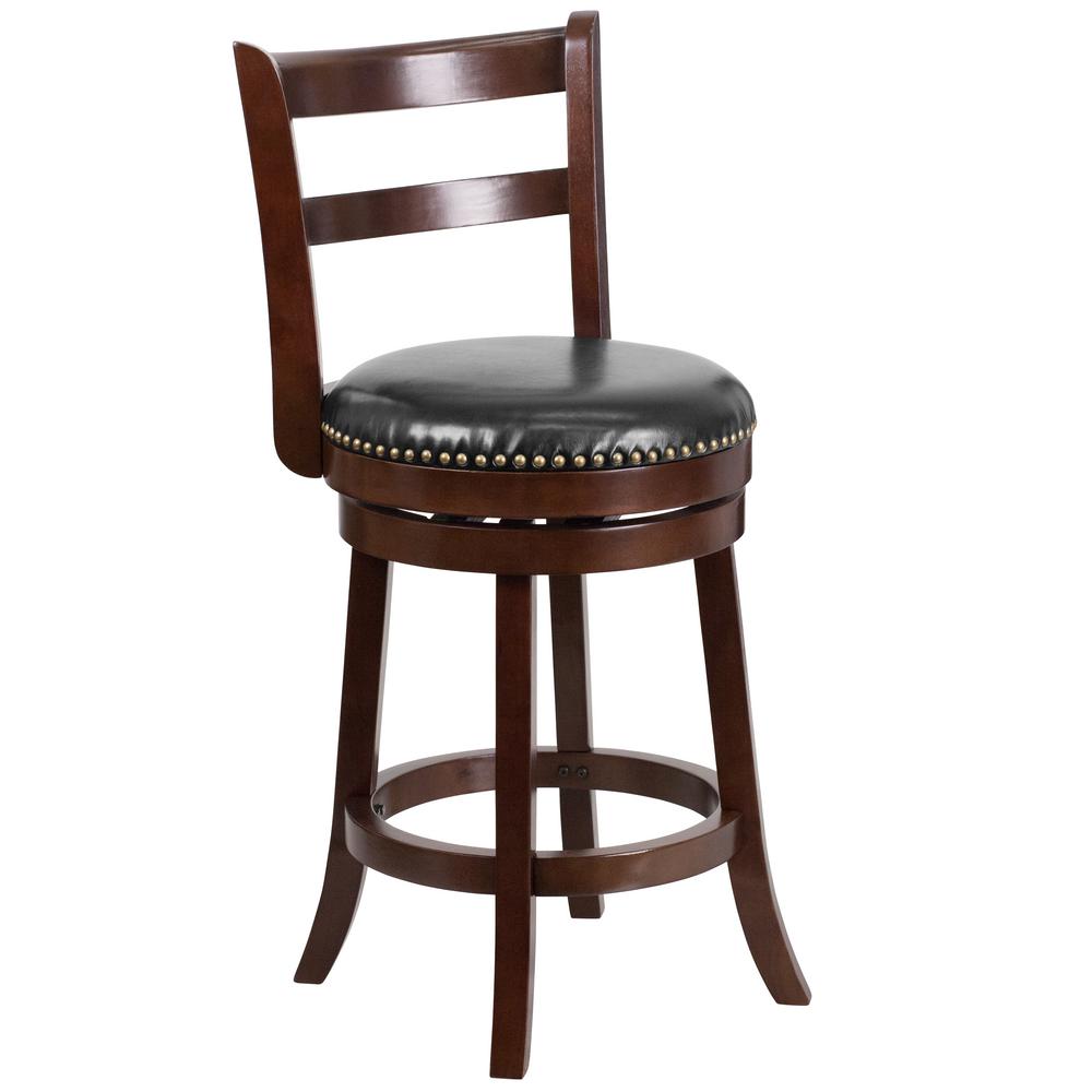 Carnegy Avenue 26 In High Cappuccino Wood Counter Height Stool With High Cappuccino Wood Counter Height Stool With Single Slat Ladder Back