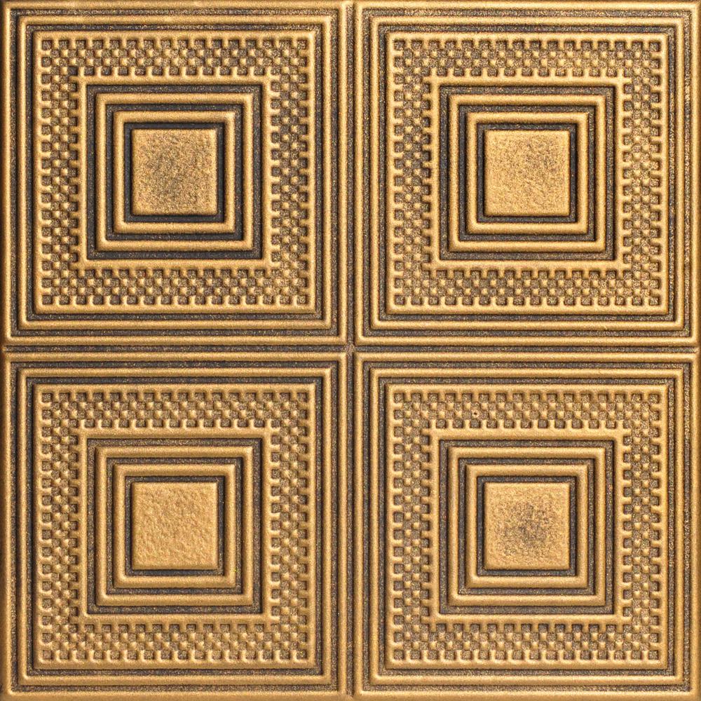 A La Maison Ceilings Nested Squares 1 6 Ft X Foam Glue Up Foam Glue Up Ceiling Tile In Black Gold