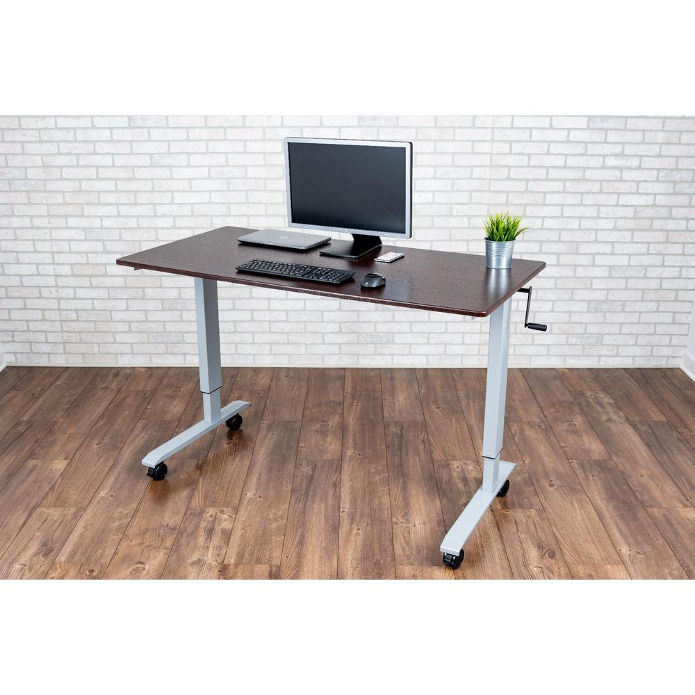 Luxor Silver And Dark Walnut Desk With Wheels Standup Cf60 Dw