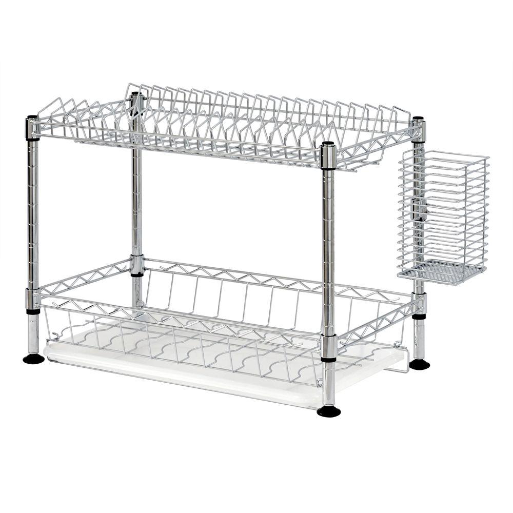 Sandusky 2 Tier Wire Dish Rack In Chrome WDR101812 The Home Depot   Chrome Sandusky Kitchen Sink Organizers Wdr101812 64 1000 