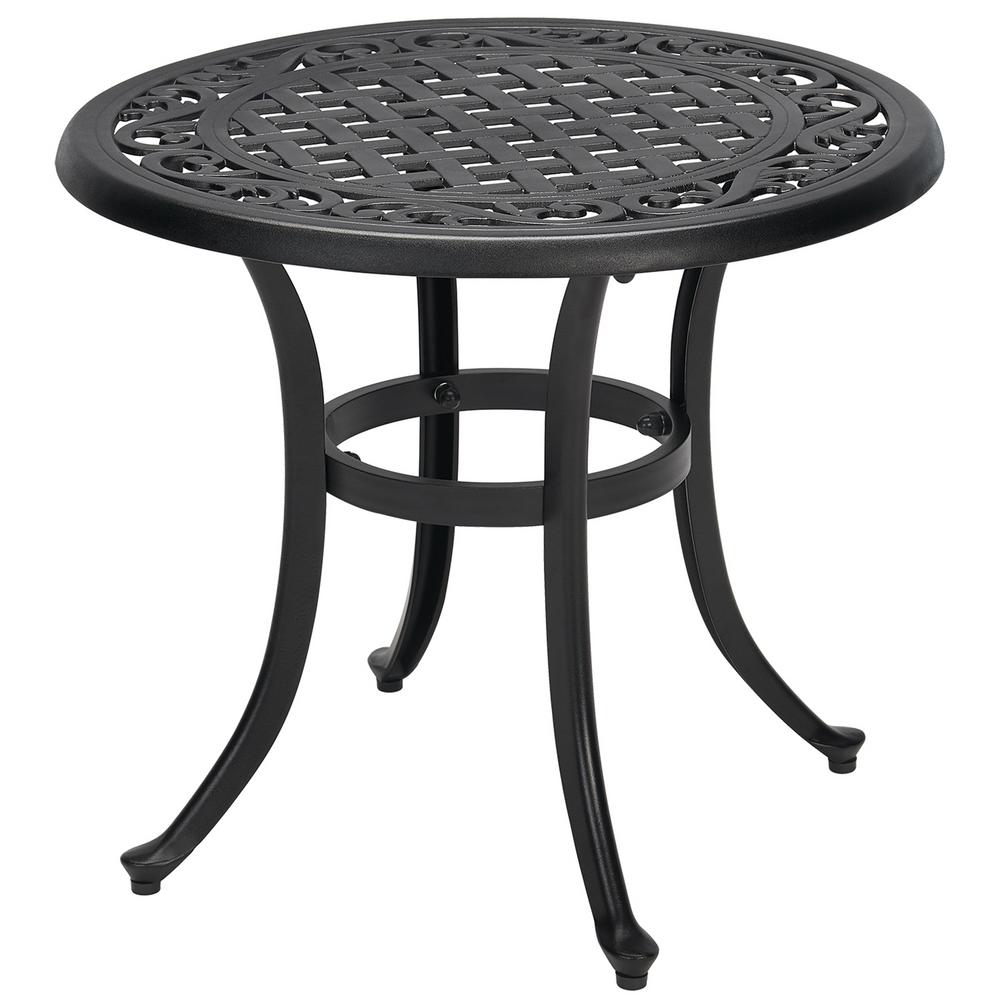 LAUREL CANYON Classic Black Round Cast Aluminum Outdoor Patio Side