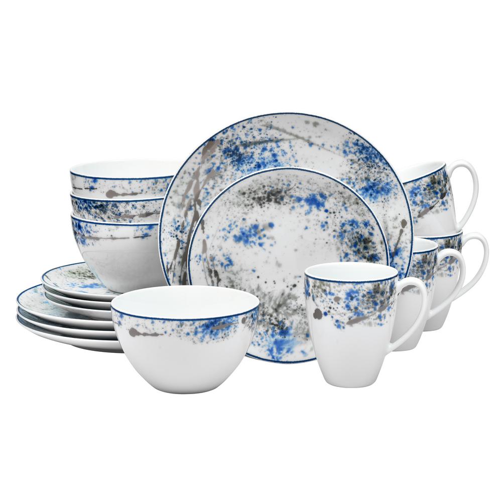 Royal Doulton Pacific Lines 16Piece Blue and White Porcelain