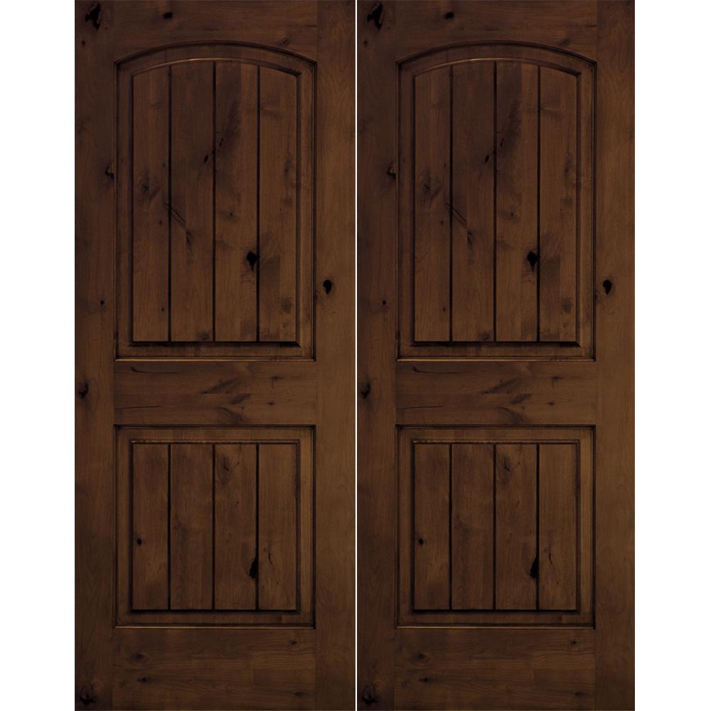 Krosswood Doors 72 In X 80 In Rustic Knotty Alder Arch Top