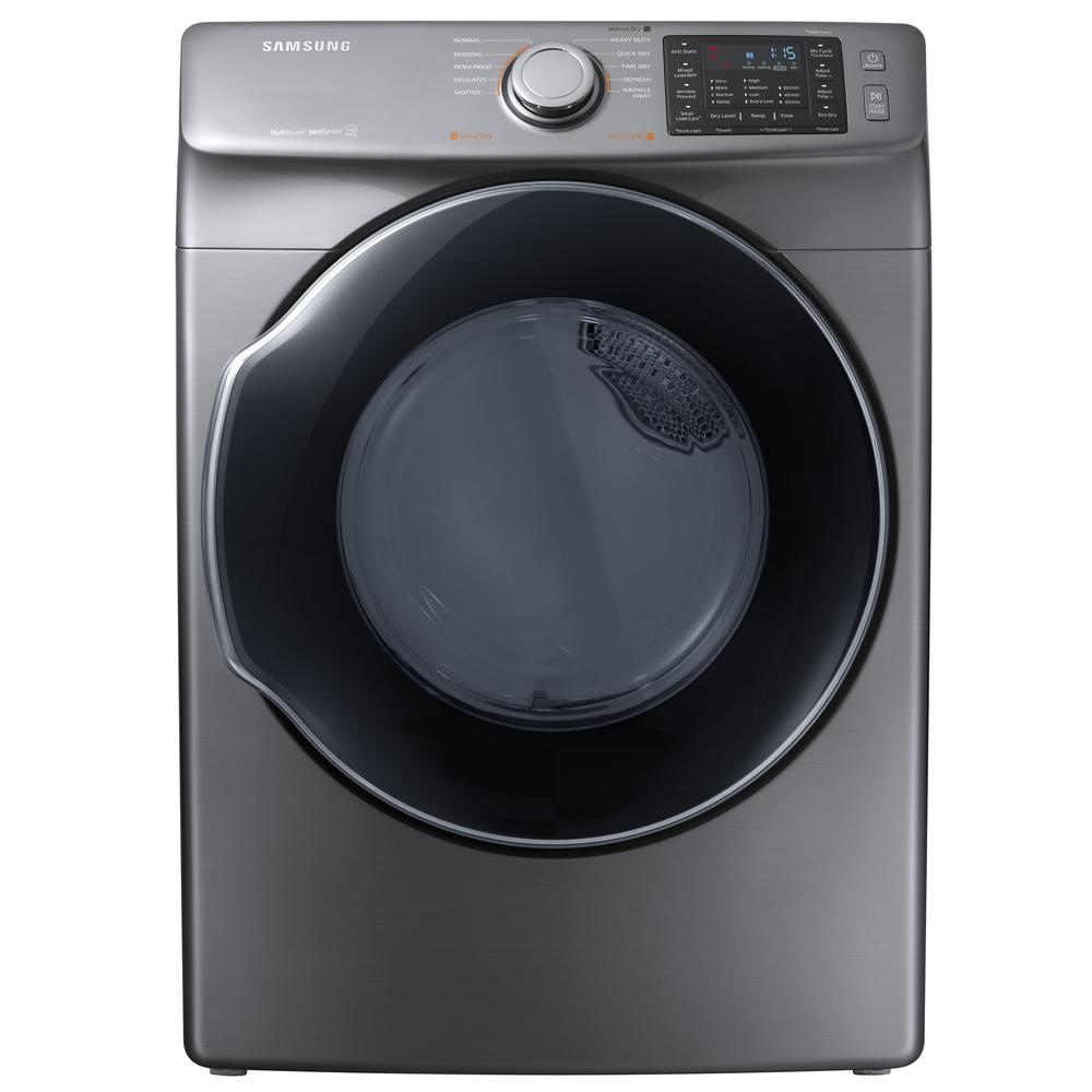 Lint Filter Stainless Look Stackable Washers Dryers 7 5 Cu Ft Electric Dryer With Steam In Platinum Energy Star