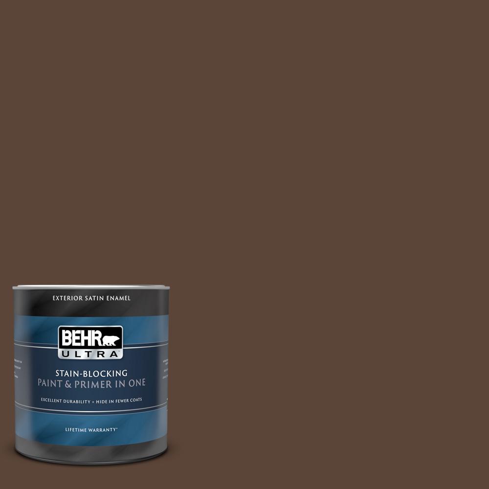 BEHR ULTRA 1 qt. N1507 Chocolate Therapy Satin Enamel Exterior Paint