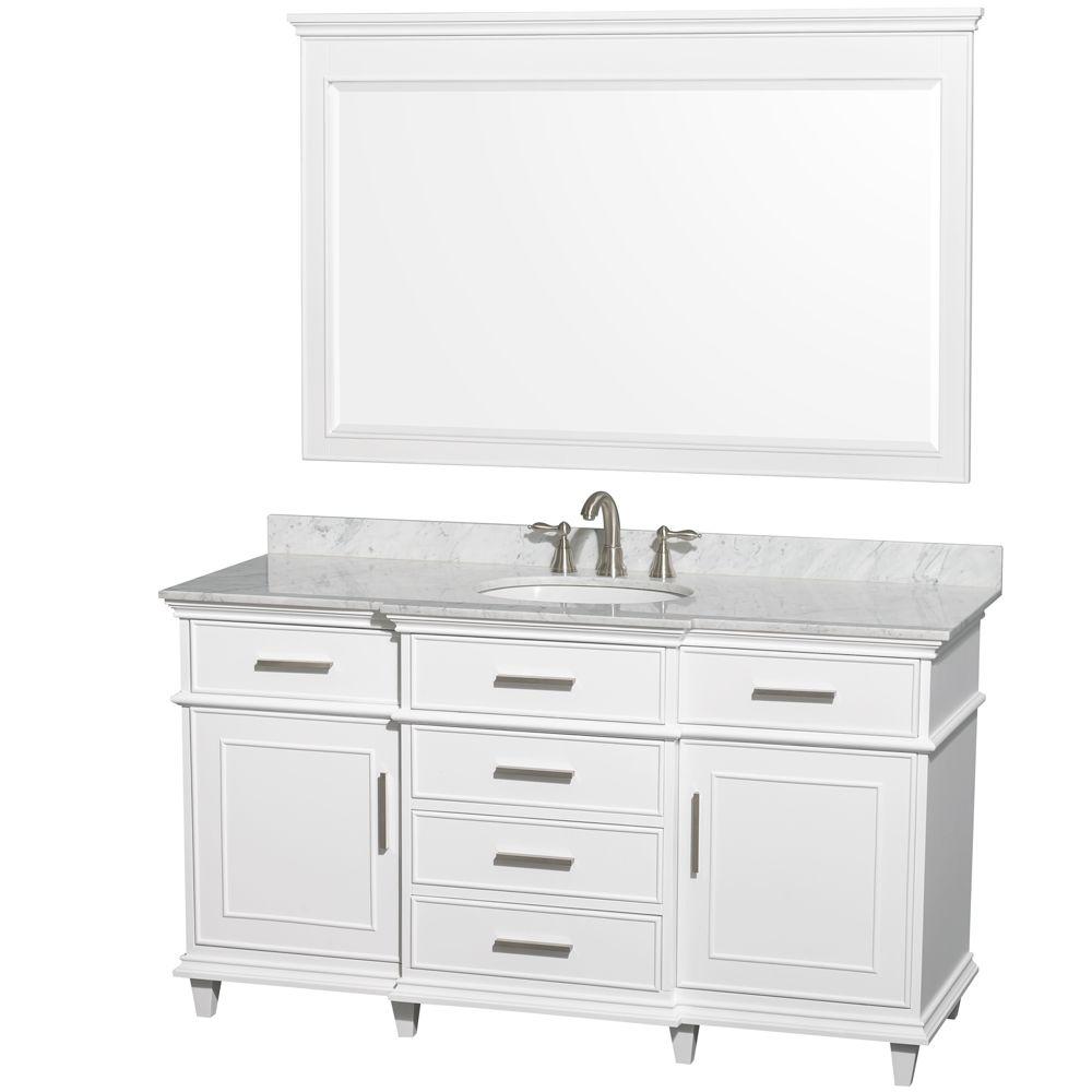 Wyndham Collection Berkeley 60 In Vanity White With Marble Wyndham Collection Berkeley 60 In Vanity White With Marble Top Carrara