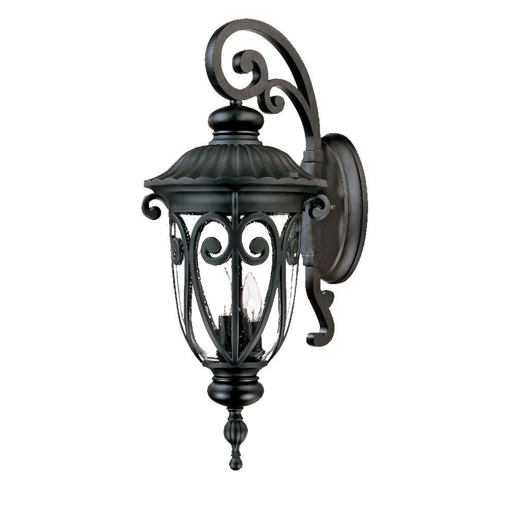 Large Outdoor Wall Mounted Lighting The Home Naples Collection 3 Light Matte Black Outdoor Wall Mount Fixture