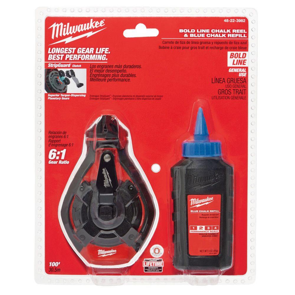 Milwaukee 100 ft. Bold Line Chalk Reel Kit with Blue Chalk by Milwaukee
