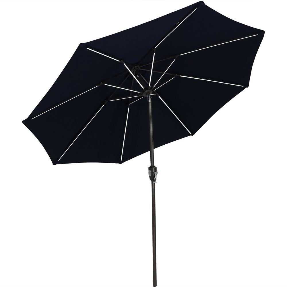 Sunnydaze Decor 9 Ft Aluminum Market Solar Tilt Patio Umbrella In Navy Blue Sunbrella Jlp 679 The Home Depot