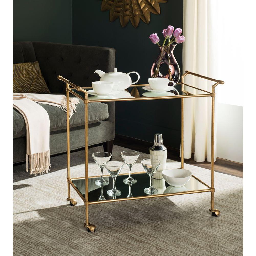 Safavieh Felicity Gold Serving Cart Fox2558a The Home Depot Safavieh Felicity Gold Serving Cart