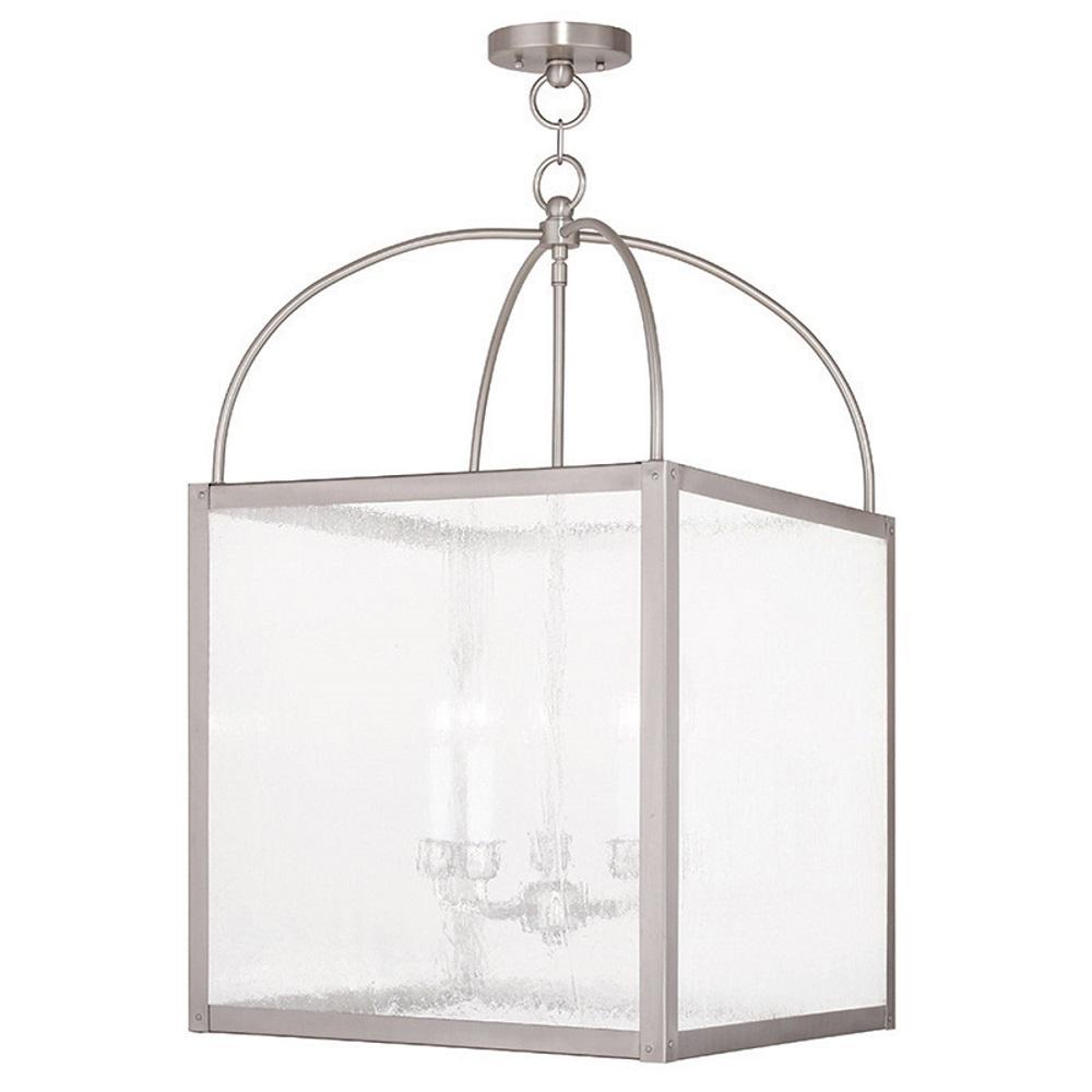 Modern Clear Lantern Pendant Lights Lighting The Home Depot Ord 5 Light Brushed Nickel Pendant