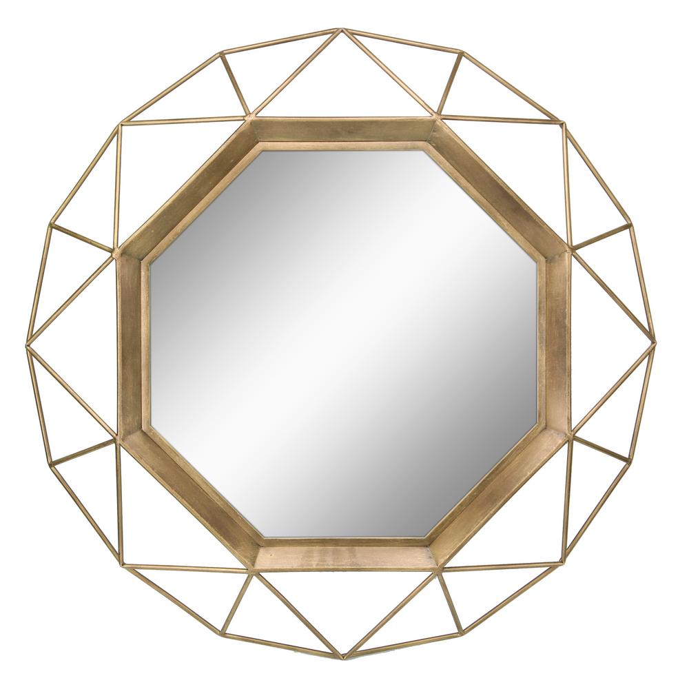 7 5 Mirrors Wall Decor The Home Depot Geometric Antique Gold Decorative Wall Mirror