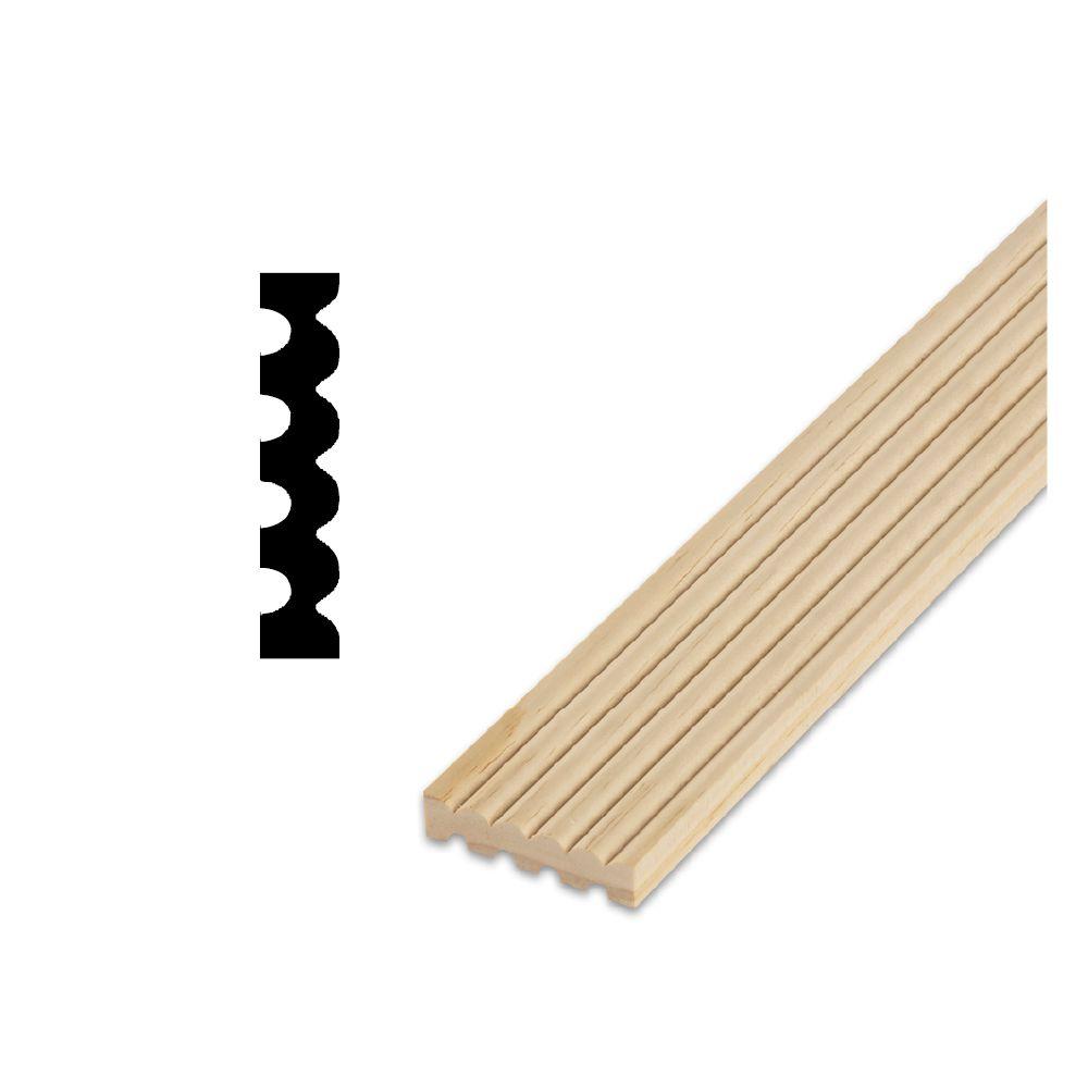 DecraMold DM 225 1/2 in. x 21/4 in. Solid Pine Fluted Door and Window Casing Moulding