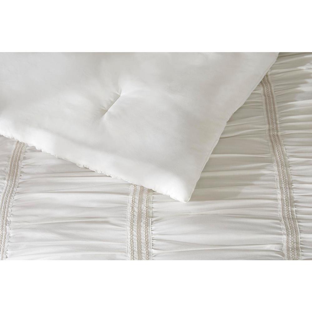 Home Decorators Collection Romany 3 Piece Ivory Cotton Ruched King