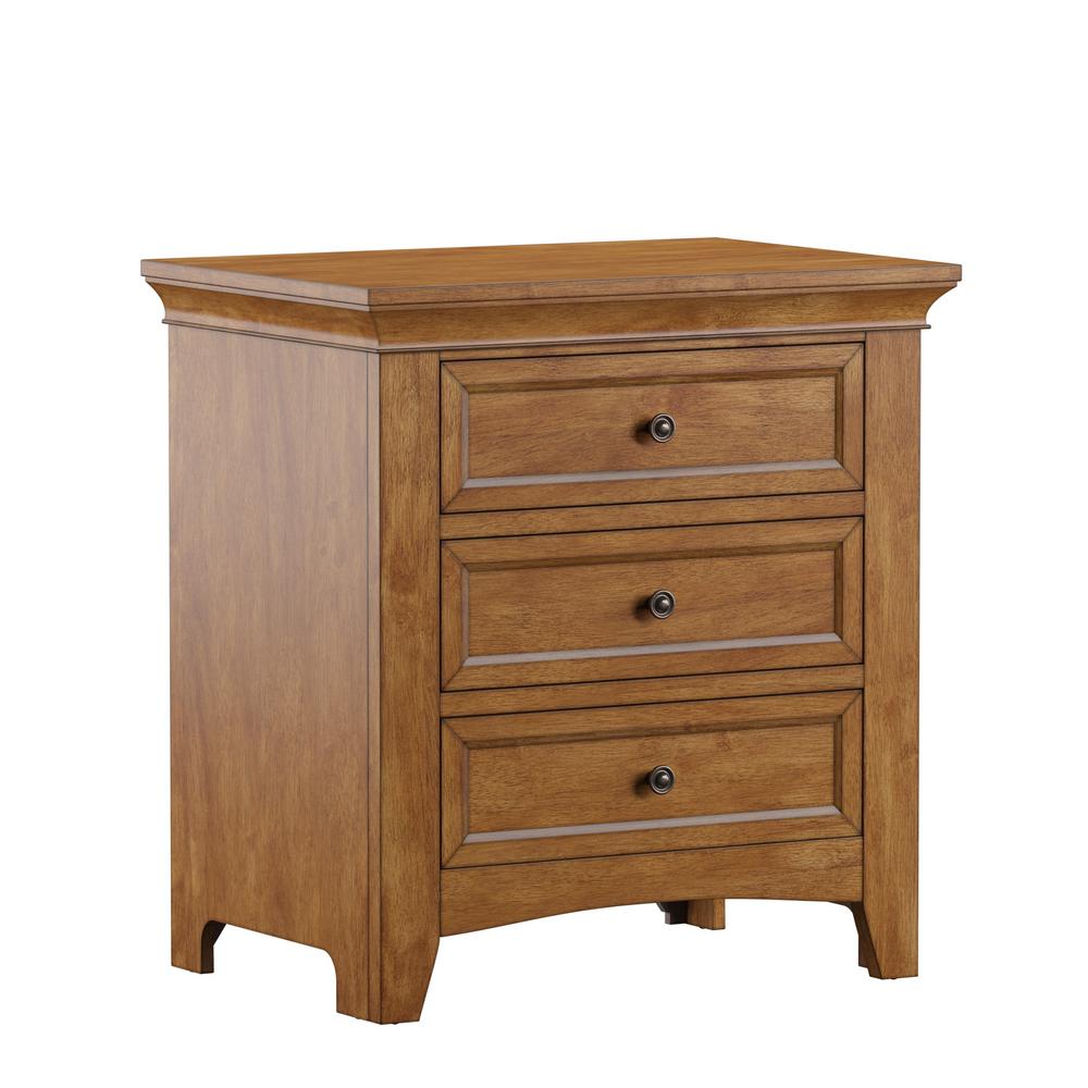 Homesullivan Oak Finish 3 Drawer Nightstand With 2 Sets Modular Storage Panels 40395b 4ak The Home Depot