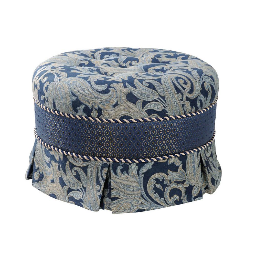 Jennifer Taylor Hallie Dusty Blue Ottoman