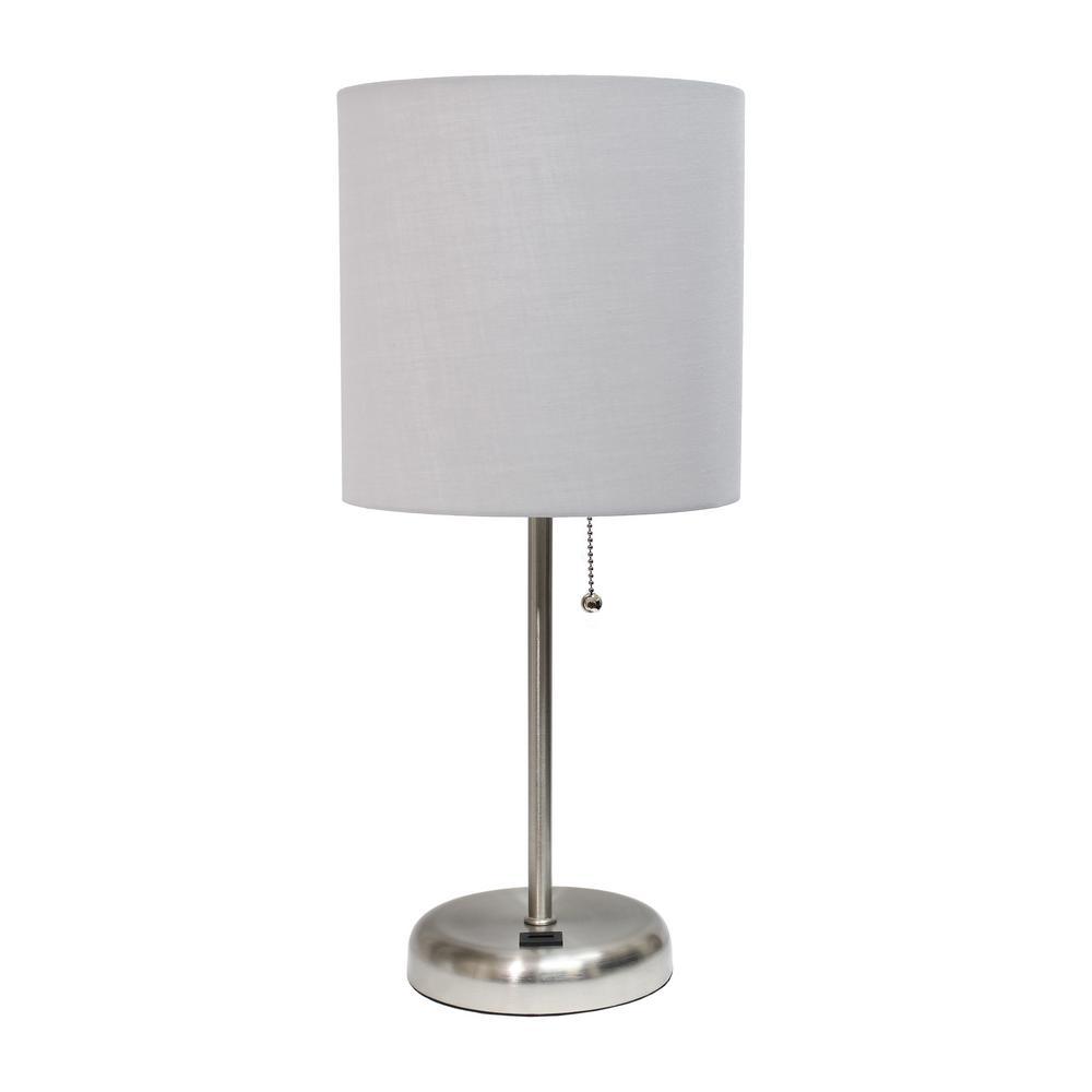 Grey Stick Lamp with USB Charging Port 