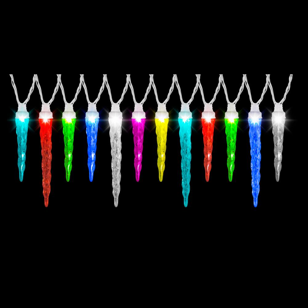 Lightshow Indoor Outdoor Led Icicle Lights Christmas 12 Light Led Multi Color Changing Icicle Set
