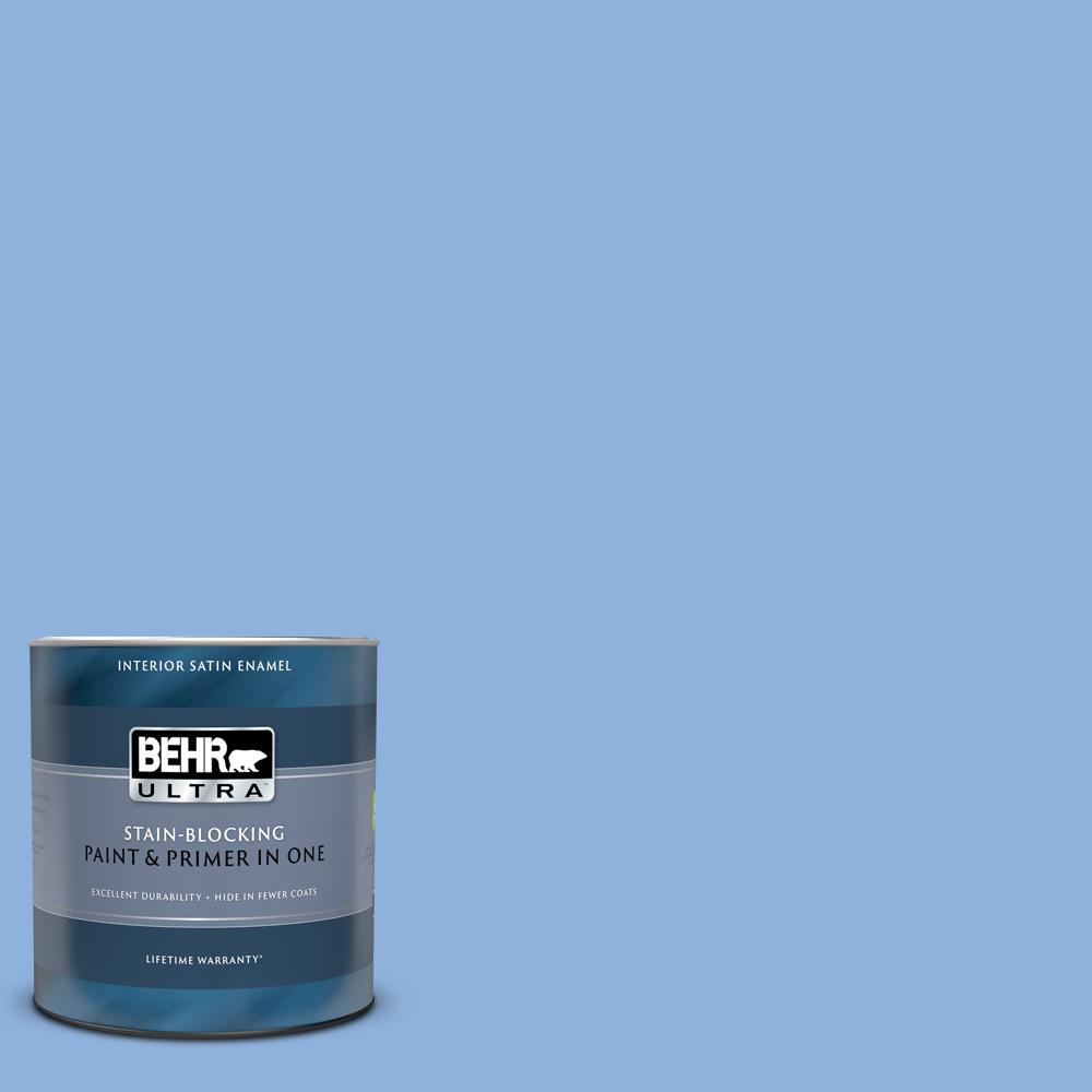 BEHR ULTRA "1 qt. 580B5 Cornflower Blue Satin Enamel Interior Paint