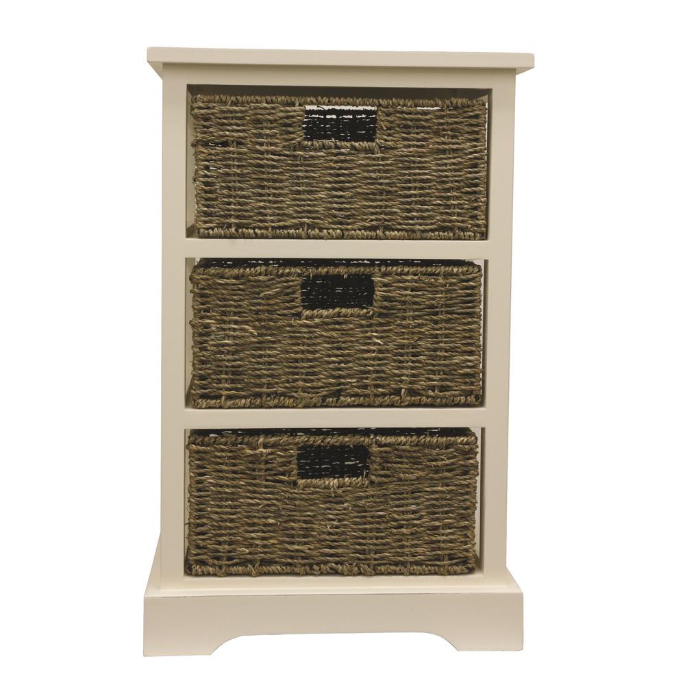 Decor Therapy 3 Basket White Storage End Table Fr6338 The Home Depot