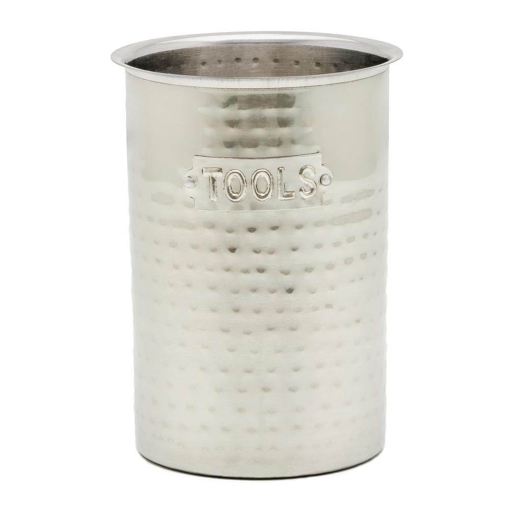 Stainless Steel Utensil Holders Kitchen Utensils The Home Depot Hammered Stainless Steel Tool Caddy