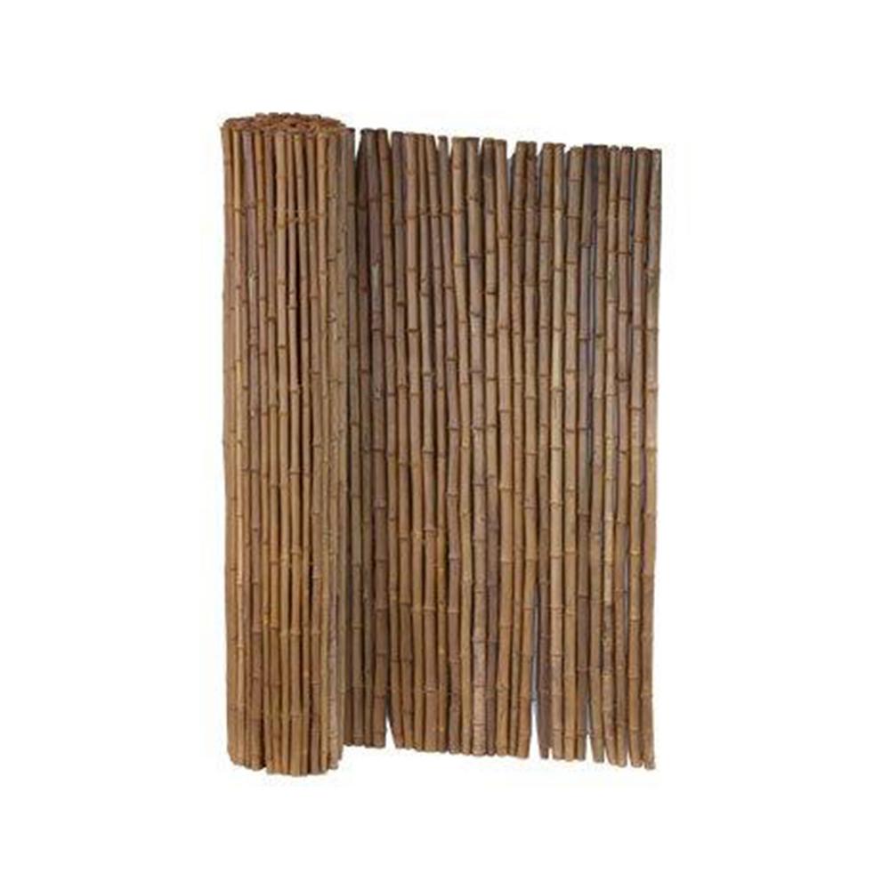 Hampton Bay 6 ft. x 8 ft. Caramel Brown Full Round Bamboo Fence-4477411 ...