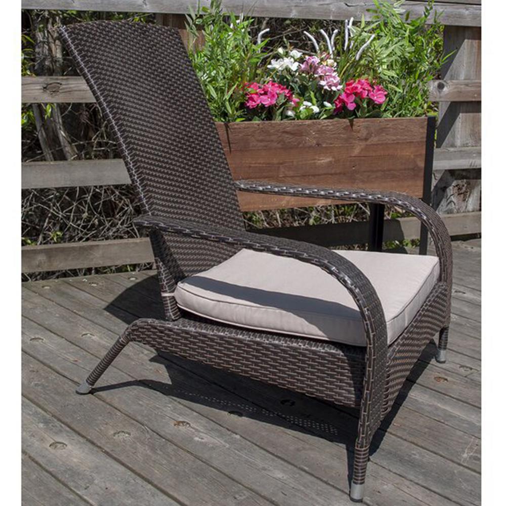 Made4Home Imperial Adirondack Chair Handmade Rattan Wicker Steel Frame Cushion All Weather Comfortable