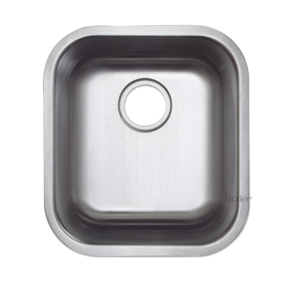 Luxier Undermount Stainless Steel 16 In Single Bowl Kitchen Sink Bar Sink With Strainer