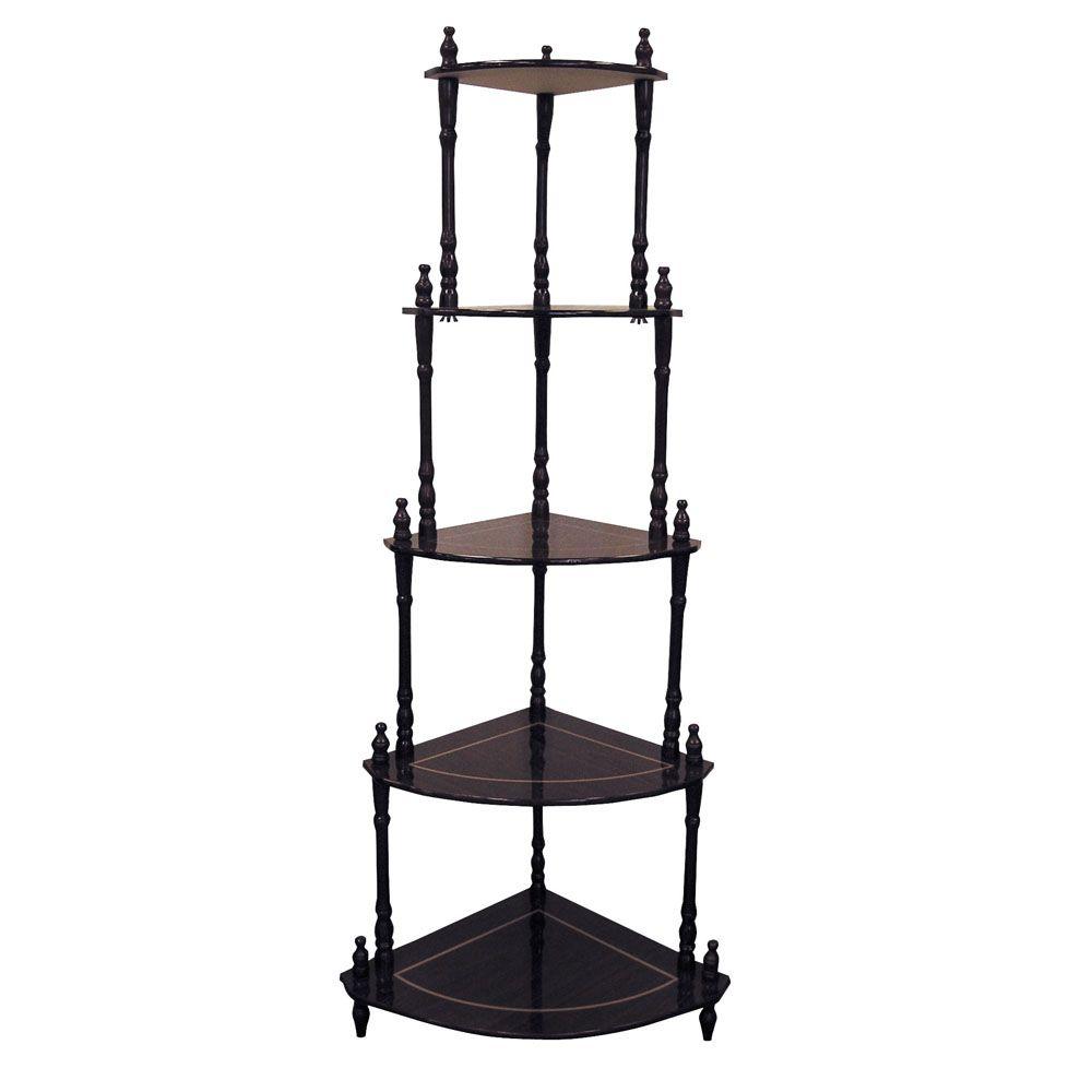 Cherry 5 Shelf Corner Stand