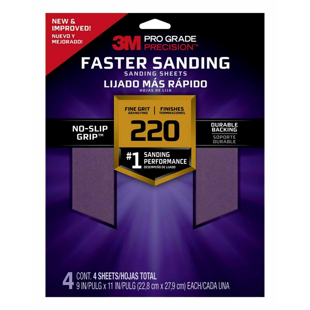 3M Pro Grade Precision Faster Sanding Sanding Sheets, 9 in x 11 in, 220
