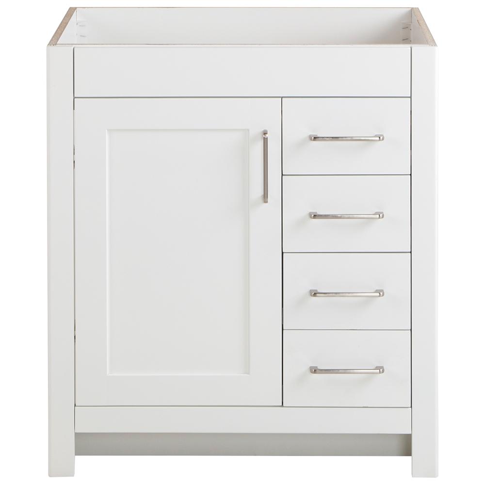 Home Decorators Collection Westcourt 30, 30 Inch White Bathroom Vanity With Top And Drawers