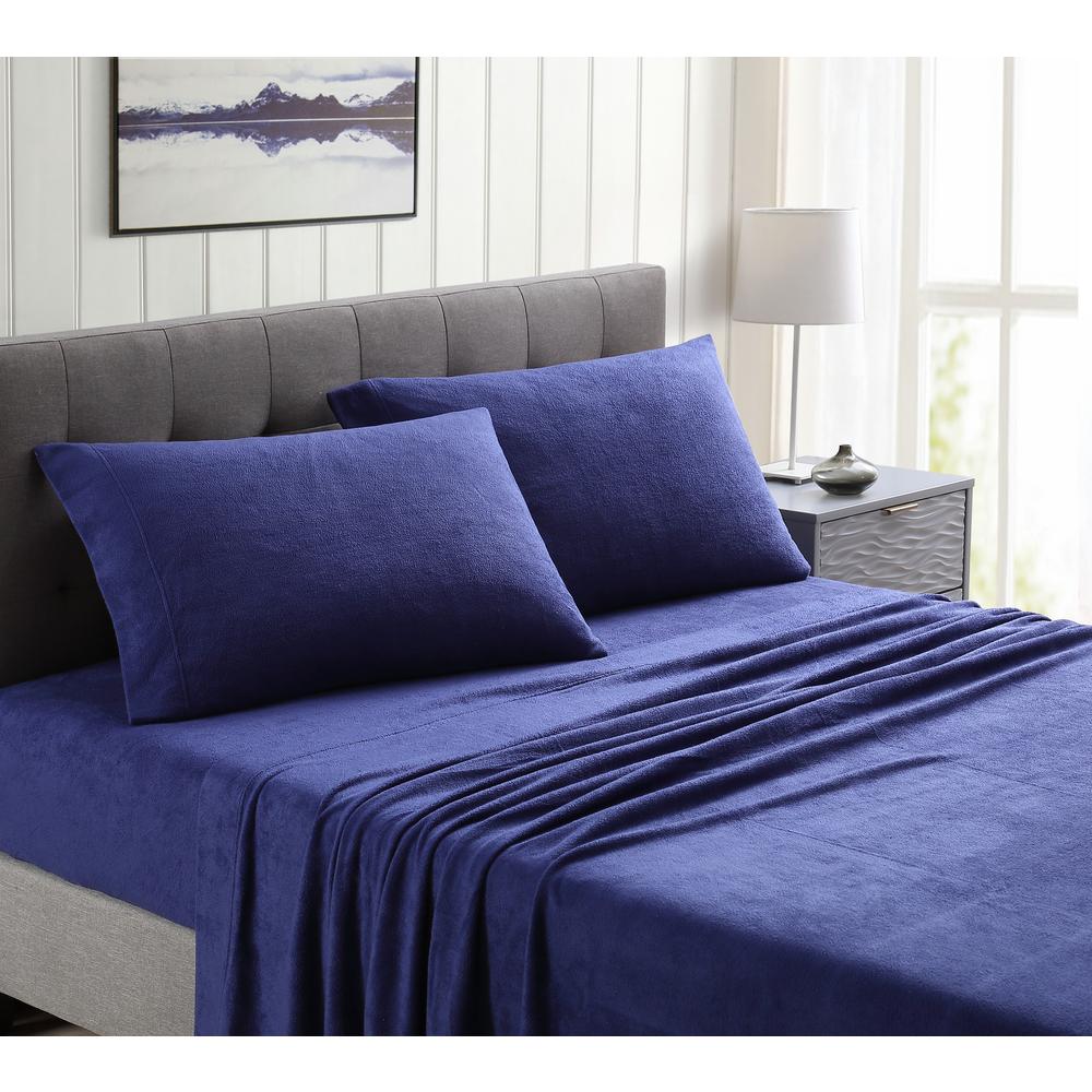 Morgan Home Dark Blue Ultra Plush Fleece Full Sheet Set-M595950 - The