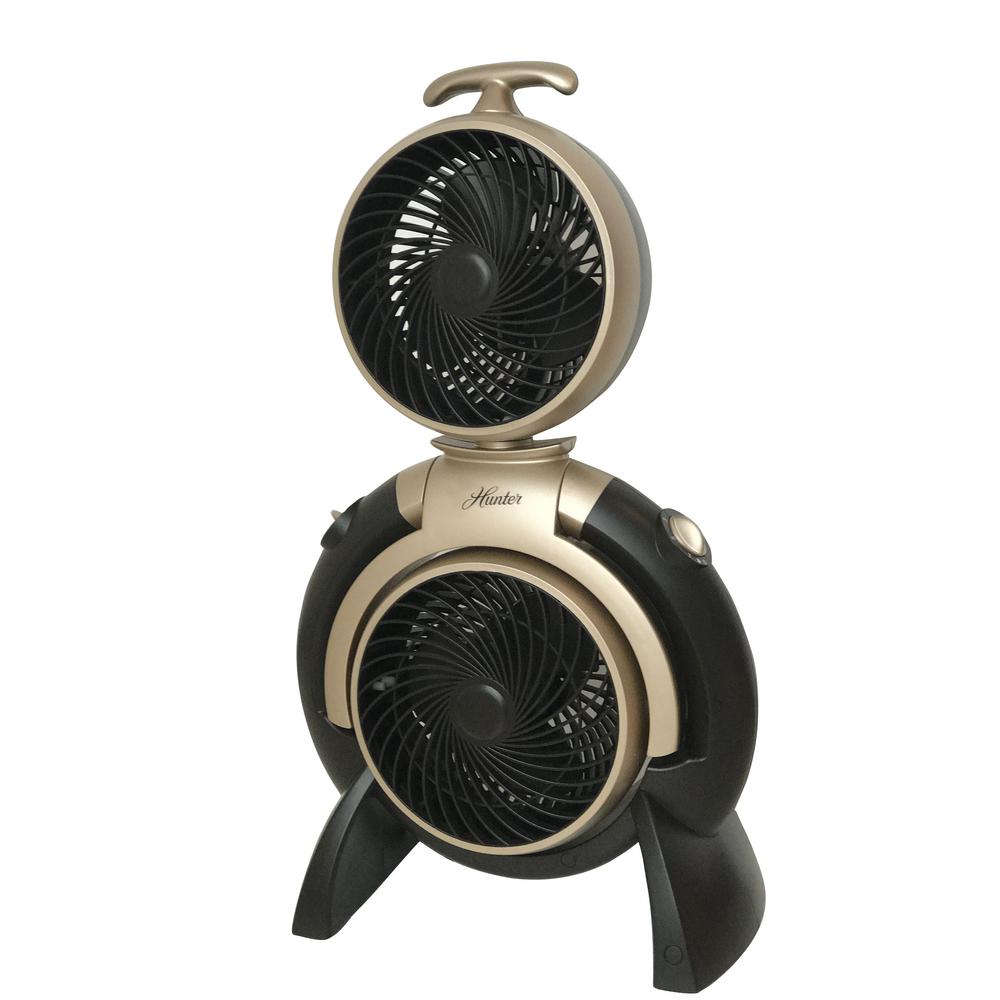 Hunter 10 In Dual Turbo Floor Fan In Bronze With Gold Accent Fsqq