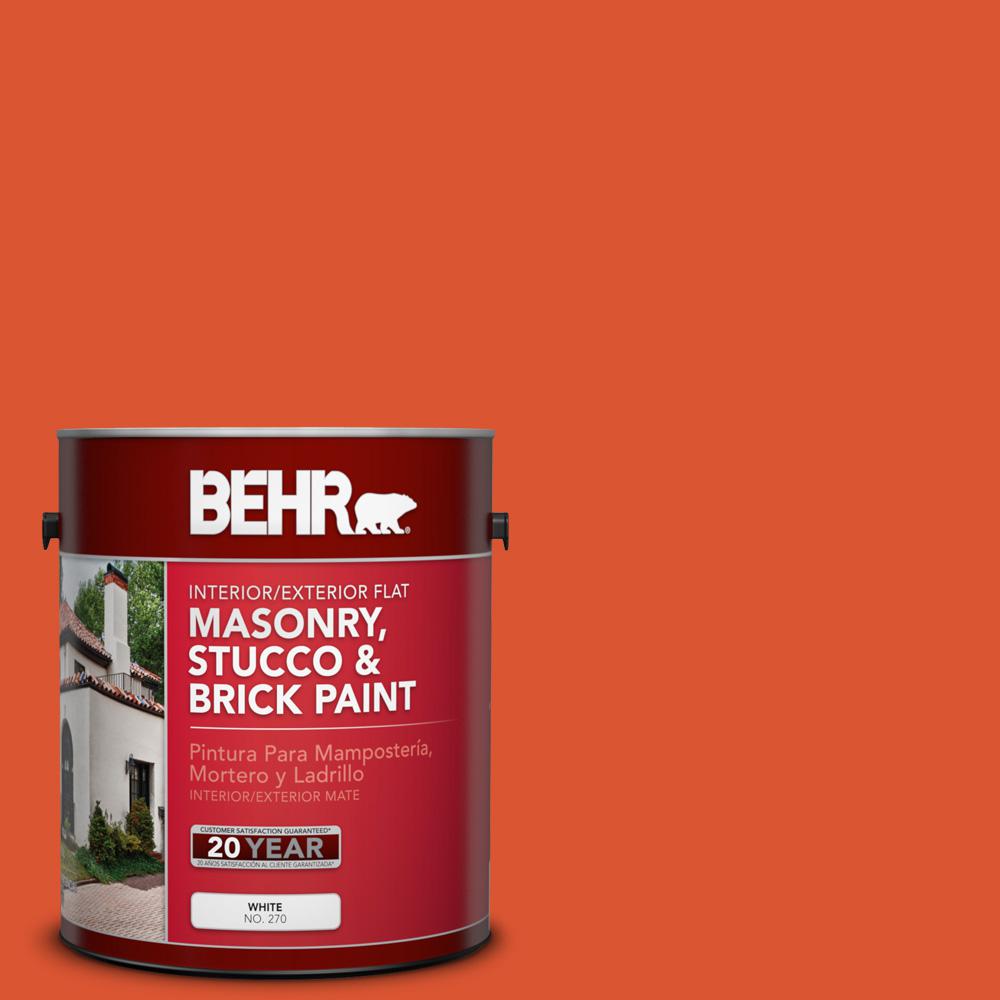 BEHR 1 Gal P190 7 Inferno Flat Interior Exterior Masonry Stucco And   Inferno Behr Masonry Brick Stucco Paint 27201 64 1000 